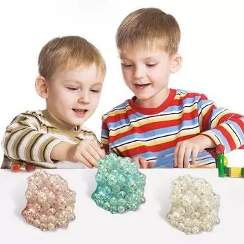 Мяч-антистресс, наполненный бусинами, игрушка для снятия тревоги, сжимаемый мяч, сенсорная игрушка для детей и подростков розовый