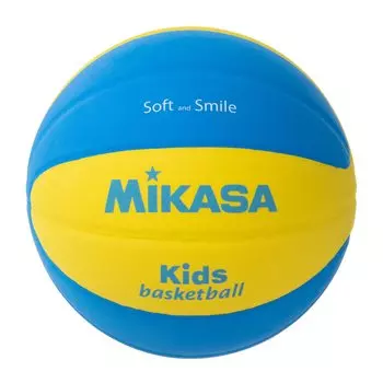 Мяч для баскетбола MIKASA Smile 5 School EVA Special Sponge Smile Series Рекомендуемое внутреннее давление Нет. (Для мальчиков/девочек/учащихся начальной школы) Желтый/Синий