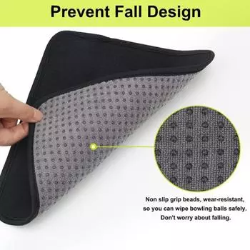 Мяч для боулинга Полотенце из микрофибры Противоскользящая ручка для боулинга Быстросохнущее моющееся средство для очистки от грязи Oi Очиститель Shammy Pad Чистящая тряпка Аксессуары для боулинга чёрный