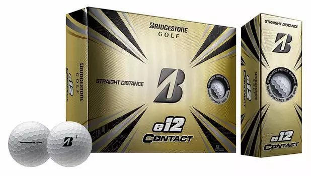 Мяч для гольфа Bridgestone Golf 2021 e12 Contact, белый, модель 2021, один размер, 12 штук (1 пакет) белый