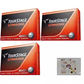 Мяч для гольфа Bridgestone Tour Stage Extra Distance оранжевый, 3 дюжины, в комплекте с оригинальными тканями Tommy Parts (36 Шариков)