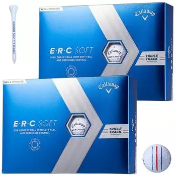 Мяч для гольфа Callaway ERC SOFT Triple Track TRIPLE TRUCK 2023, белый, 2 дюжины, 24 мяча, оригинальная деревянная подставка