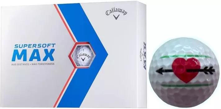 Мяч для гольфа Callaway SUPERSOFT MAX 2023 Модель с линией 1 [Hapiraki_Golf Line] (Белая дюжина_сердце) белый