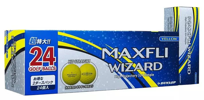 Мяч для гольфа DUNLOP Max Fly Wizard 2021 Модель 1 Коробка Желтый (24 шт)