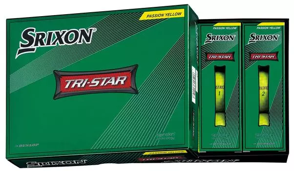 Мяч для гольфа DUNLOP SRIXON 2022 года, модель 1 дюжина, цвет желтый, TRI-STAR (12 шт.)