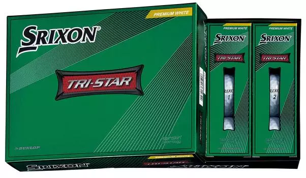 Мяч для гольфа DUNLOP SRIXON 2022 года, модель 1 дюжина, белый цвет, TRI-STAR (12 шт.)