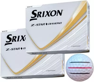 Мяч для гольфа Dunlop SRIXON 2025 года выпуска с линиями 2 [Hapiraki_Golf Line] Z-Star (Алмазная_Белая_Дюжина_3 Строки) белый