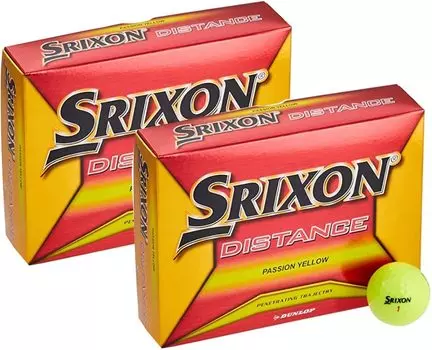 Мяч для гольфа DUNLOP SRIXON DISTANCE 2018 года, желтый [2 дюжины] жёлтый