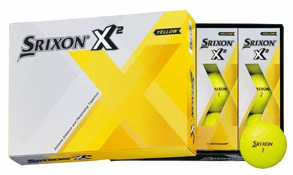 Мяч для гольфа DUNLOP SRIXON X2 1 дюжина желтый (12 шт.) жёлтый