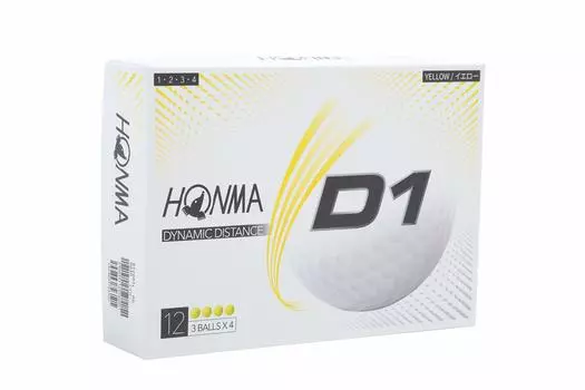 Мяч для гольфа Honma D1 2 шт., расстояние, мягкий иономер, 1 дюжина, 12 мячей, 368 углублений 2020 HONMA Honma Golf BT2001/желтый/D1