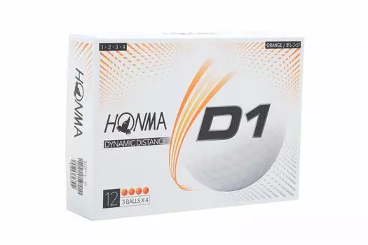 Мяч для гольфа Honma D1 2 шт., расстояние, мягкий иономер, 1 дюжина, 12 мячей, 368 углублений 2020 HONMA Honma Golf BT2001/оранжевый/D1