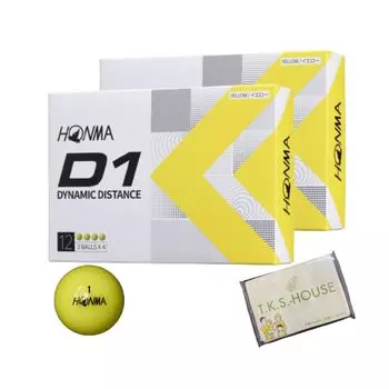 Мяч для гольфа Honma D1 BT2201 из 2 предметов, желтый YE, 2 дюжины по 24 мяча HONMA Honma Golf, оптовая покупка, поставляется с оригинальной карманной салфеткой