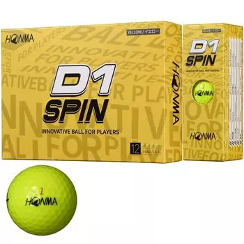 Мяч для гольфа Honma D1 SPIN 2023, 2-компонентный, мягкая система полета, мяч для гольфа, дальность, 1 дюжина, 12 мячей, стоимость, производительность, гольф Honma, дюжина D-1, HONMA/1 (12