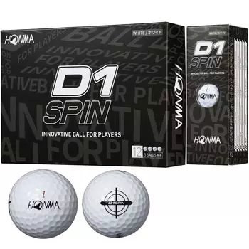 Мяч для гольфа Honma D1 SPIN 2023, 2 шт., мягкий, летающий, дальность, мяч для гольфа, 1 дюжина, 12 мячей, стоимость, производительность, гольф Honma, дюжина D-1, HONMA/1 (12 белый