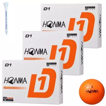 Мяч для гольфа Honma Golf D1, модель 2024 BT2401, оранжевый, 3 дюжины, 36 мячей, дальность полета, оригинальная деревянная подставка оранжевый