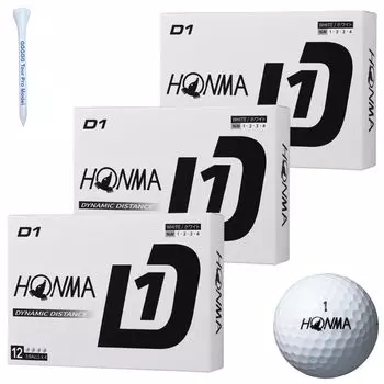 Мяч для гольфа Honma Golf D1 Ball 2024 года, модель BT2401, белый, 3 дюжины, 36 мячей, дальность полета, оригинальная деревянная подставка белый