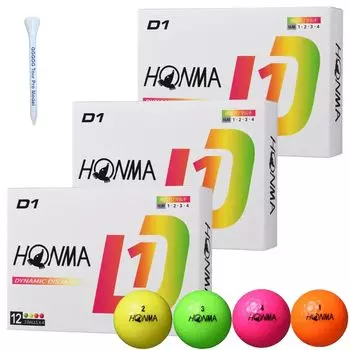 Мяч для гольфа Honma Golf HONMA D1 Ball 2024 года, модель BT2401, многоцветный, 3 дюжины, 36 мячей, дальность полета, оригинальная деревянная подставка