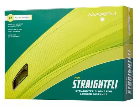 Мяч для гольфа Maxfli 2023 года Мячи для гольфа Straightfli Straight Fly Мяч Hard to Bend соответствует правилам (Матовый желтый) [Элемент]