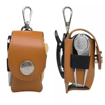 Мяч для гольфа Мяч для гольфа с поясом Легко намагничивается Легко вставлять и держать 2 Гольфа в комплекте с 3 ти для гольфа Вилка зеленого цвета в комплекте Чехол, сумка, ремень, крепление, коричневый