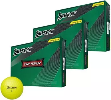 Мяч для гольфа SRIXON TRI STAR 2022 модель с бонусом [3 дюжины] (3 Дюжины_Страсть Желтый) жёлтый