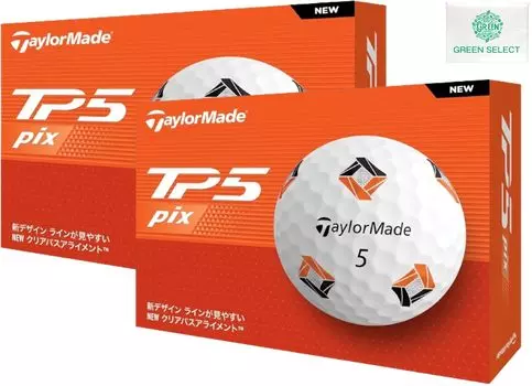 Мяч для гольфа TAYLOR MADE TP5 pix белого цвета, 2 дюжины, модель TMJ24, 2024 г., в комплекте оригинальная карманная салфетка (24 шт)