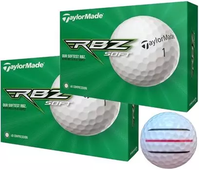 Мяч для гольфа TaylorMade RBZ SOFT с мягкими линиями 2 [Hapiraki_Golf Line] (Белые Дюжины_3 Строки)