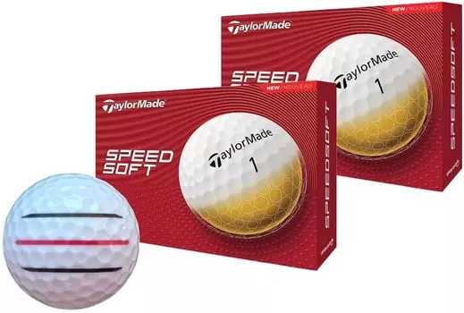 Мяч для гольфа TaylorMade SPEED SOFT с линиями Speed Soft Line 2 [Hapiraki_Golf Line] (Белая дюжина_3 линии) белый