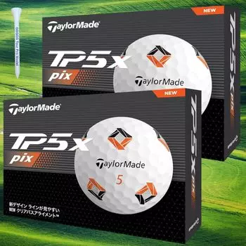 Мяч для гольфа TaylorMade TP5x pix Белый TAYLOR MADE 2024 Наша оригинальная деревянная футболка (2 дюжины, белые)
