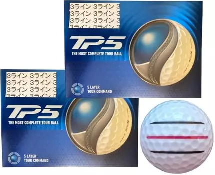 Мяч для гольфа TP5 TP5X Teepee Five Series 2024 Модель с линиями 2 [Hapiraki_Golf Line] (TP5_Белая дюжина_3 линии) белый