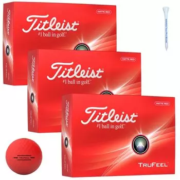 Мяч для гольфа Trufeel Red 2024 Trufeel Red Feel Distance Spin Original Wood Tee (3 дюжины, красные)