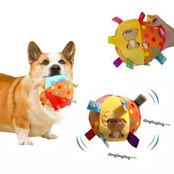 Мяч для игрушек с голосом для собак, забавные интерактивные игрушки для домашних животных с колокольчиками, игрушка для чистки зубов для маленьких и больших собак, кошек, щенков 15 cm