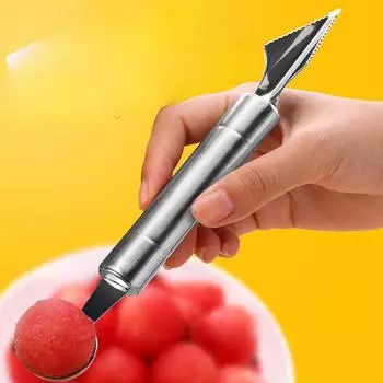 Мяч для копания фруктов, артефакт, арбузная ложка, нож для резьбы из нержавеющей стали, тарелка, многофункциональный резак для фруктов, два в одном dig ball + carving