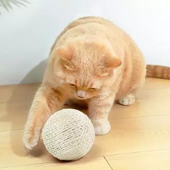 Мяч для кошек из сизаля интерактивный мяч-когтеточка для кошек игрушка натуральный мяч-когтеточка из сизаля коричневый