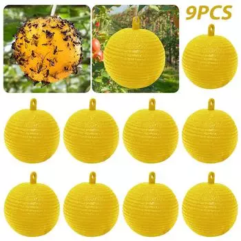 Мяч для ловли фруктовых мух 8 см, липкая ловушка для ловли фруктовых насекомых (желтый) #В