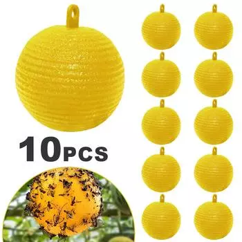 Мяч для ловли фруктовых мух 8 см, липкая ловушка для ловли фруктовых насекомых (желтый)