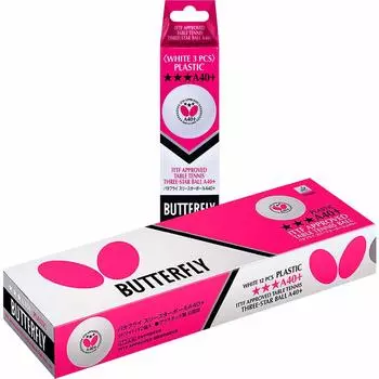 Мяч для настольного тенниса Butterfly Three Star Ball White 1 дюжина 95790 Белый A40+ (270) (12 шт.) (270) белый