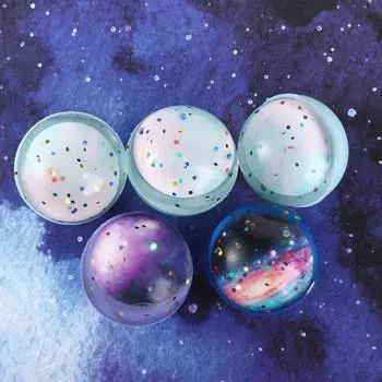 Мяч для прыжков, эластичные резиновые мячи, разноцветные игрушечные мячи, звездный космос, твердые упругие прыгающие мячи 5pcs