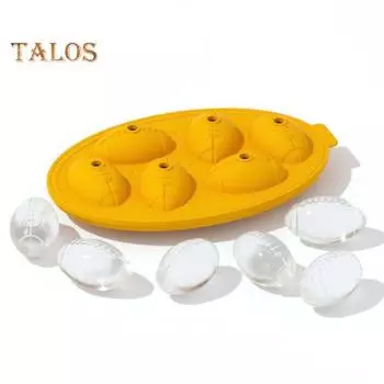 Мяч для регби, лоток для кубиков льда, 6 полостей, пищевой класс, легко снимается, многоразовый холодильник «сделай сам», силиконовый виски, коктейли, форма для изготовления кубиков льда, кухонные принадлежности чёрный