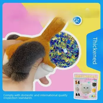 Мяч для снятия стресса с плюша в виде кошки - креативная игрушка для сжимания и щипка котенка с функцией пузырьков 7x7x7 cm