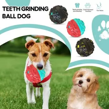 Мяч для собак для агрессивных любителей жевать - интерактивные игрушки для собак с забавным пищащим звуком, чтобы занять их, для мелких, средних и крупных пород, резиновые игрушки для жевания домашних животных One Size синий