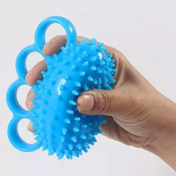 Мяч для тренировки хвата на 4 пальца, безопасный реабилитационный мяч для укрепления рук TPR для пожилых людей синий