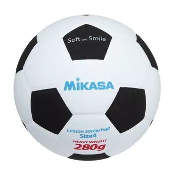 Мяч для юниорского футбола MIKASA 4 Smile Soccer для начальной школы 280 г. Вклеенный мяч. Рекомендуемое внутреннее давление: нет. (для студентов) приблизительно. Белый черный