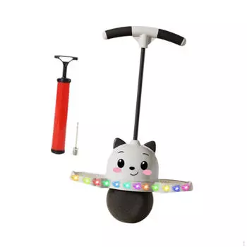 Мяч Pogo с ручкой, прыгающая палка, насос для игр, помощник по тренировкам тела белый