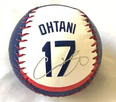 Мяч Shohei Otani, официальный мяч плеймейкера Los Angeles Dodgers MLB с автографом [Overseas Limited] #17 [Предмет] синий