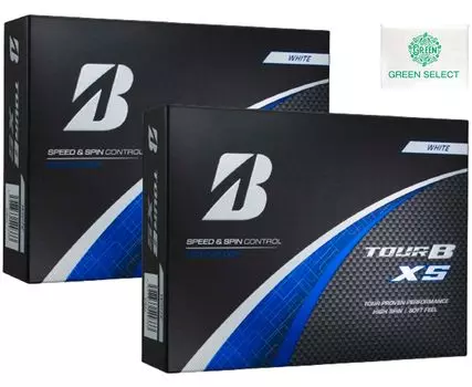Мячи для гольфа Bridgestone TOUR B XS белого цвета, 2 дюжины, модель 2024 года, в комплекте оригинальная карманная салфетка (24 мяча) белый