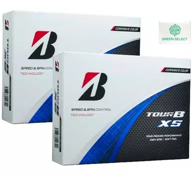Мячи для гольфа Bridgestone TOUR B XS корпоративного цвета, 2 дюжины, модель 2024 года, в комплекте оригинальная карманная салфетка (24 мяча)