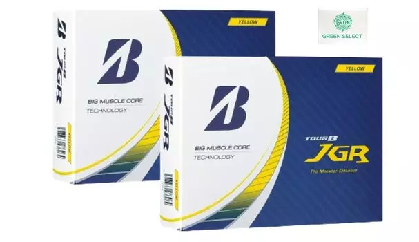 Мячи для гольфа Bridgestone TOUR B JGR желтые, 2 дюжины, модель 2023 года, в комплекте оригинальная карманная салфетка (24 мяча) жёлтый