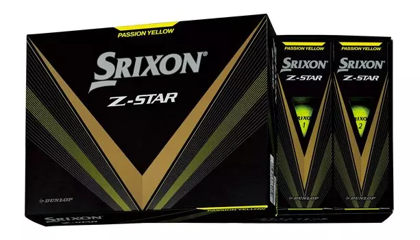 Мячи для гольфа Dunlop SRIXON 2023 года выпуска, 1 дюжина, цвет Premium Passion, желтый, Z-STAR (12 шт.)
