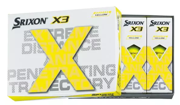 Мячи для гольфа DUNLOP SRIXON X3 2022 Модель 1 дюжина Желтые (12 шт.) жёлтый
