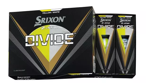 Мячи для гольфа Dunlop SRIXON Z-STAR DIVIDE 2023 Модель 1 дюжина (12 шт.) ЖелтыйБелый